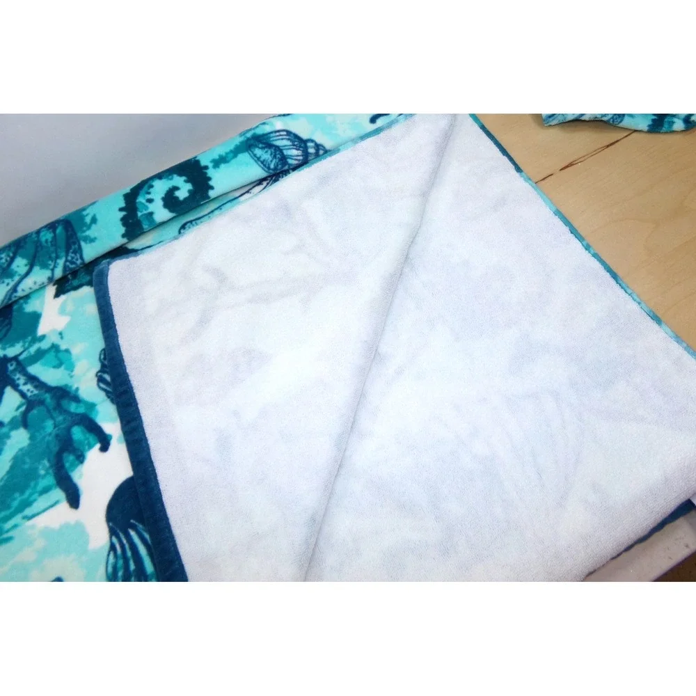 Kassa Fina Coastal Home Collection Bath Towel & Wash Cloth Seahorse‎ Shells